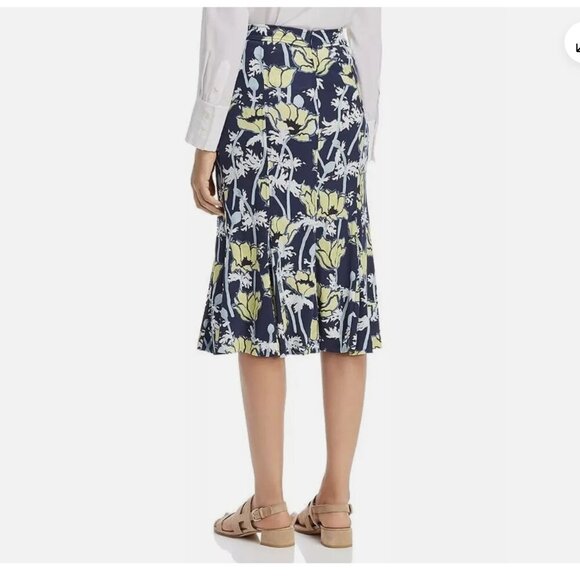 $258 TORY BURCH Printed Jersey Skirt Navy Poppies Bloom Size L NEW WITH TAG! - Picture 2 of 11